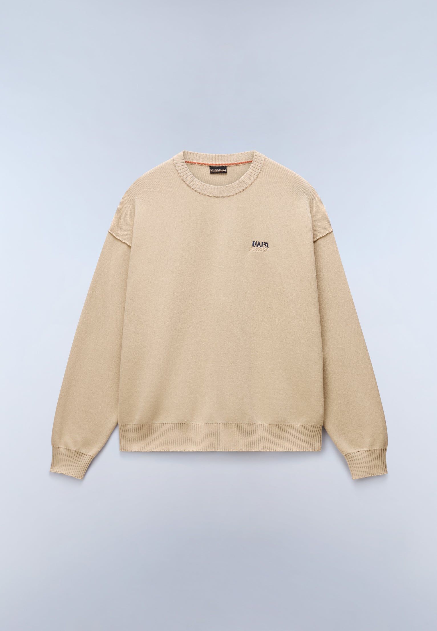 Optical Crew Neck Jumper Beige