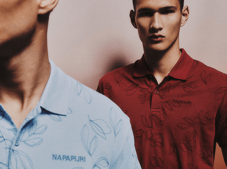 Napapijri polo shirts close-up showing embroidered pattern and collar detail