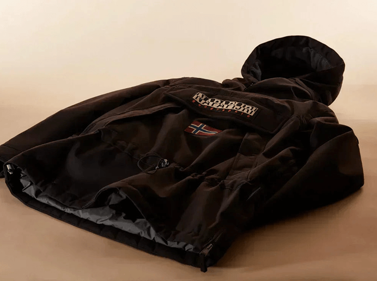 Napapijri padded jacket laid flat with logo patch visible on chest