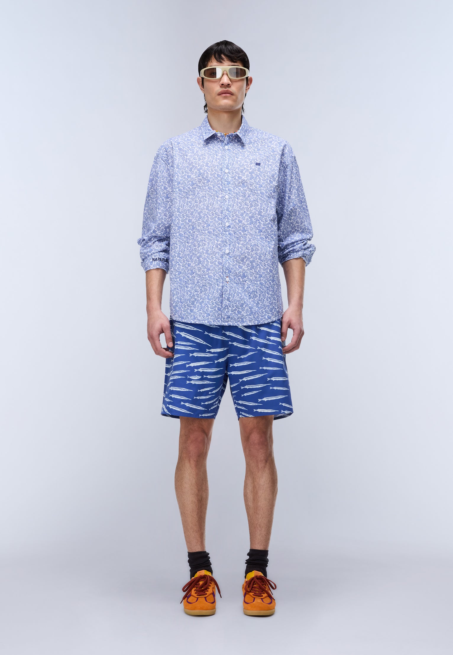 Elior Long Sleeve Print Shirt Blue FA6