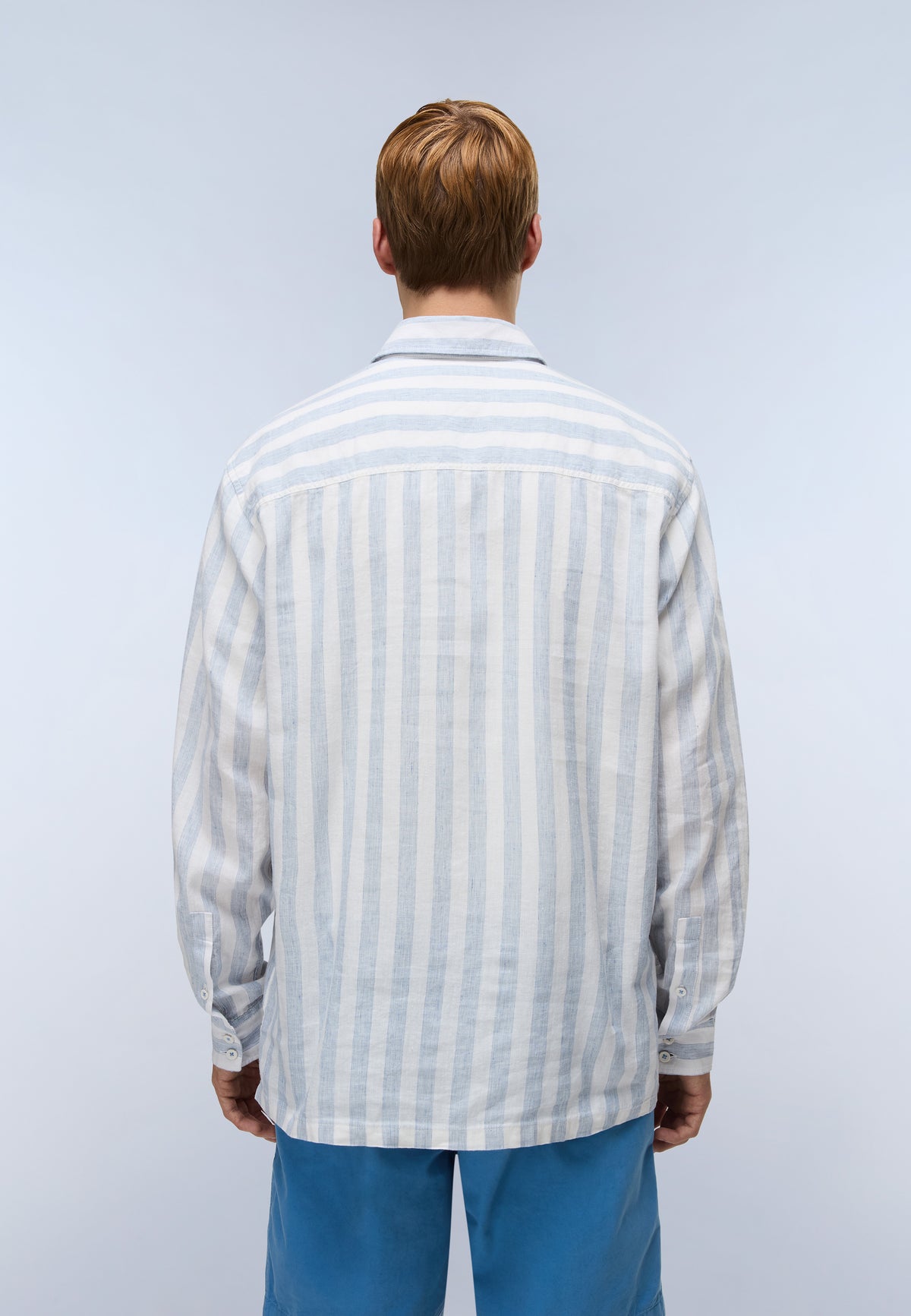 Brolio Long Sleeve Shirt Blue Stripe SE9 - 5