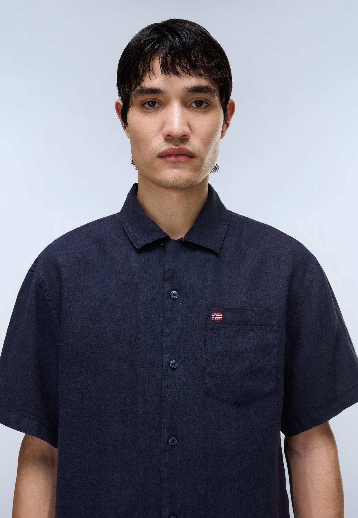 Camisa de Manga Corta de Lino Dark Blue - 2