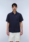 Camisa de Manga Corta de Lino Dark Blue - 3