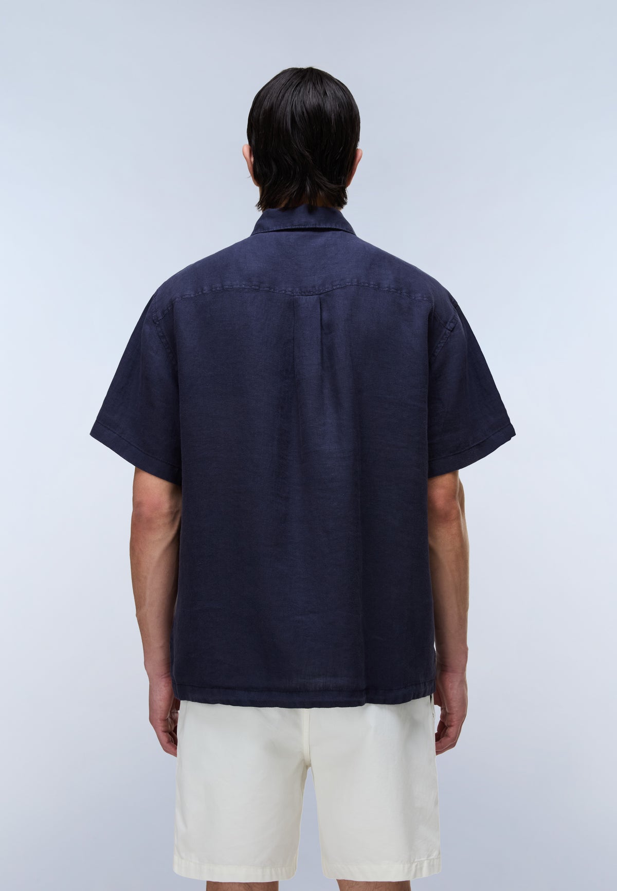 Camisa de Manga Corta de Lino Dark Blue - 4