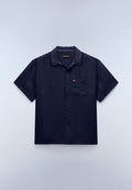 Camisa de Manga Corta de Lino Dark Blue - 1