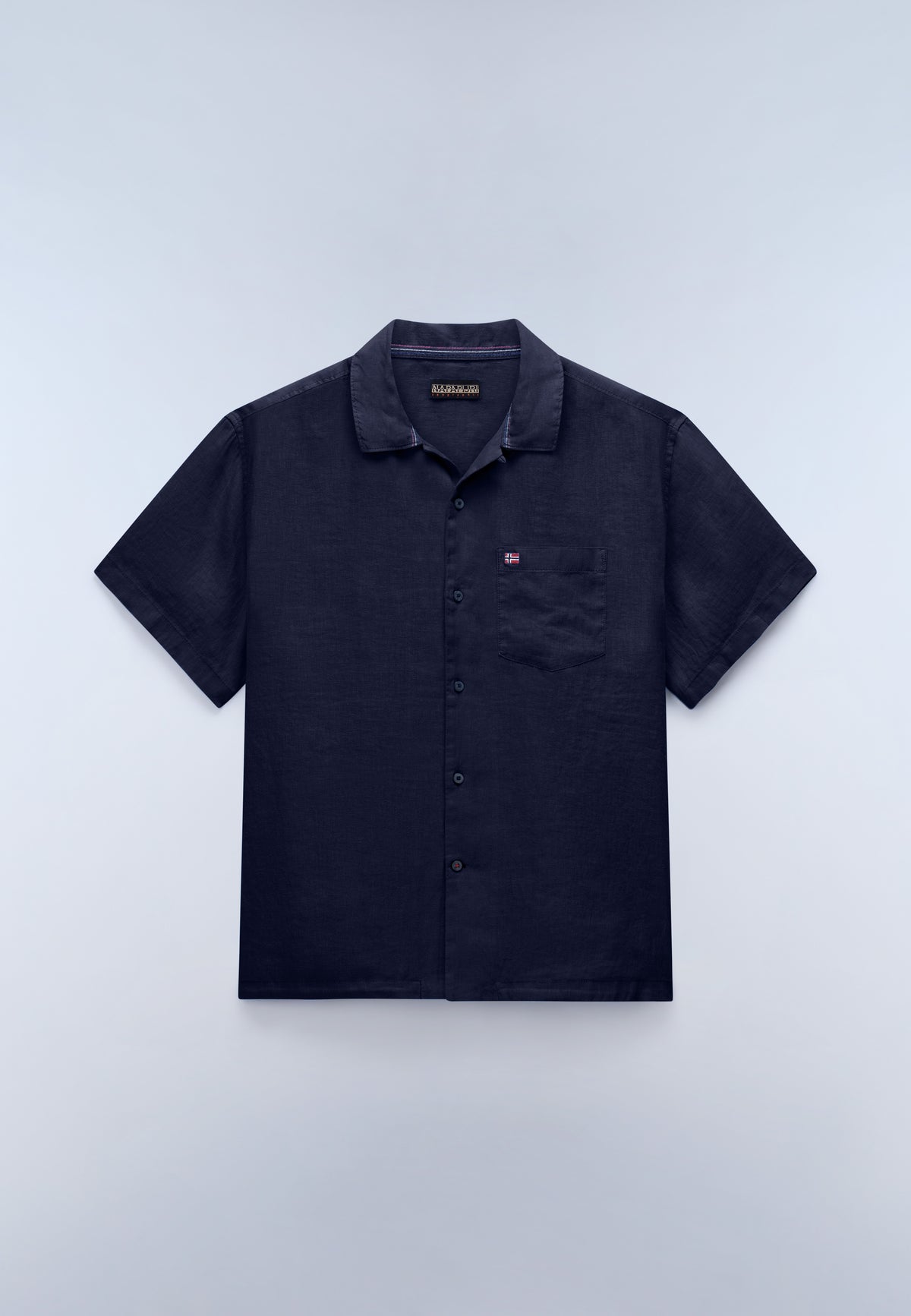 Camisa de Manga Corta de Lino Dark Blue - 1