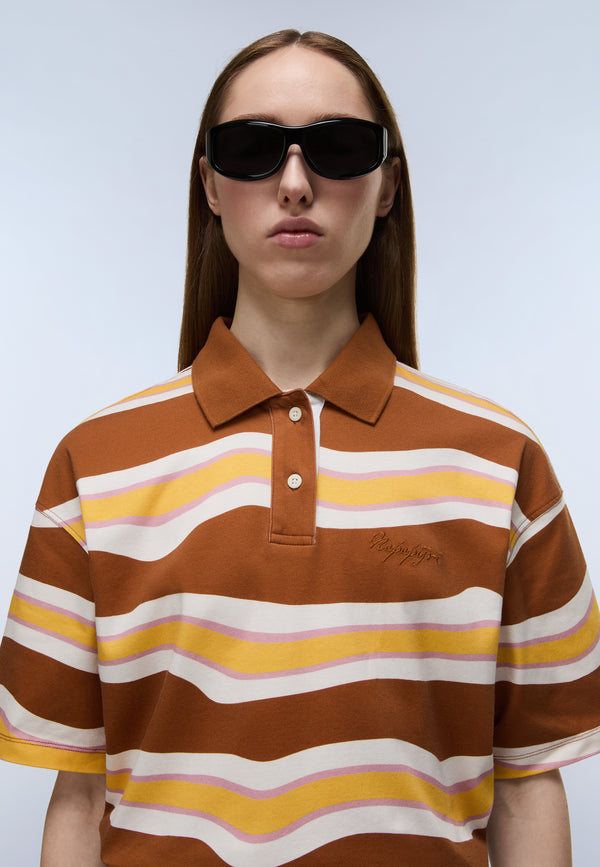 Niobium Short Sleeve Polo Brown Stripe SED