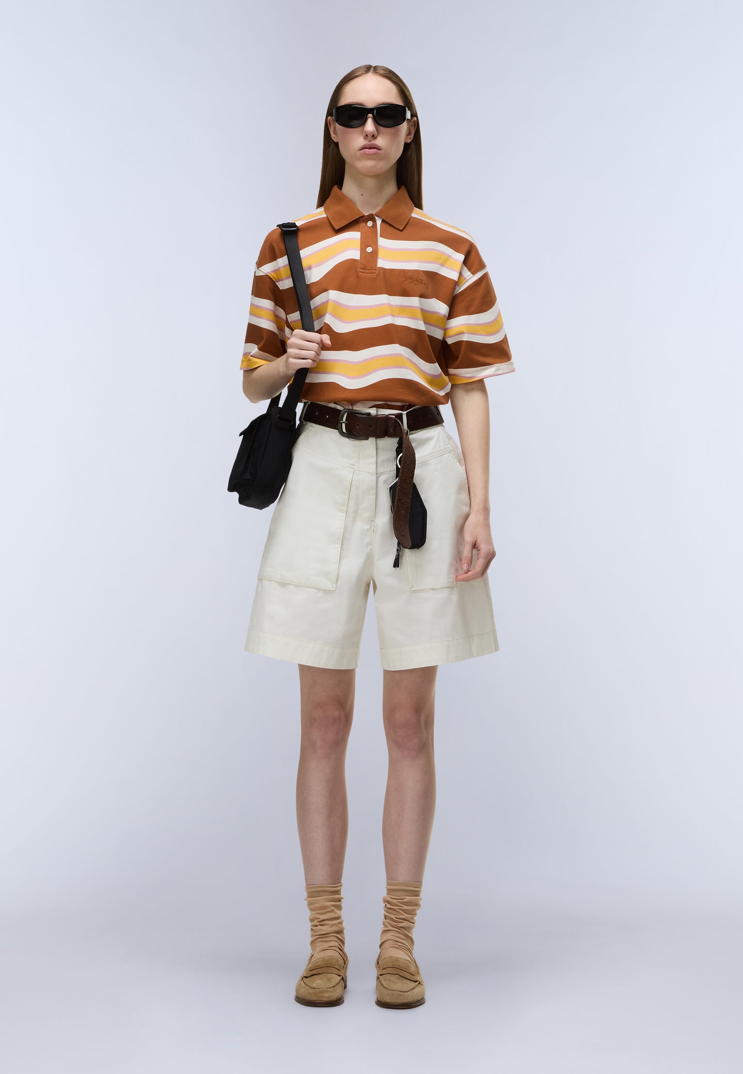 Niobium Short Sleeve Polo Brown Stripe SED