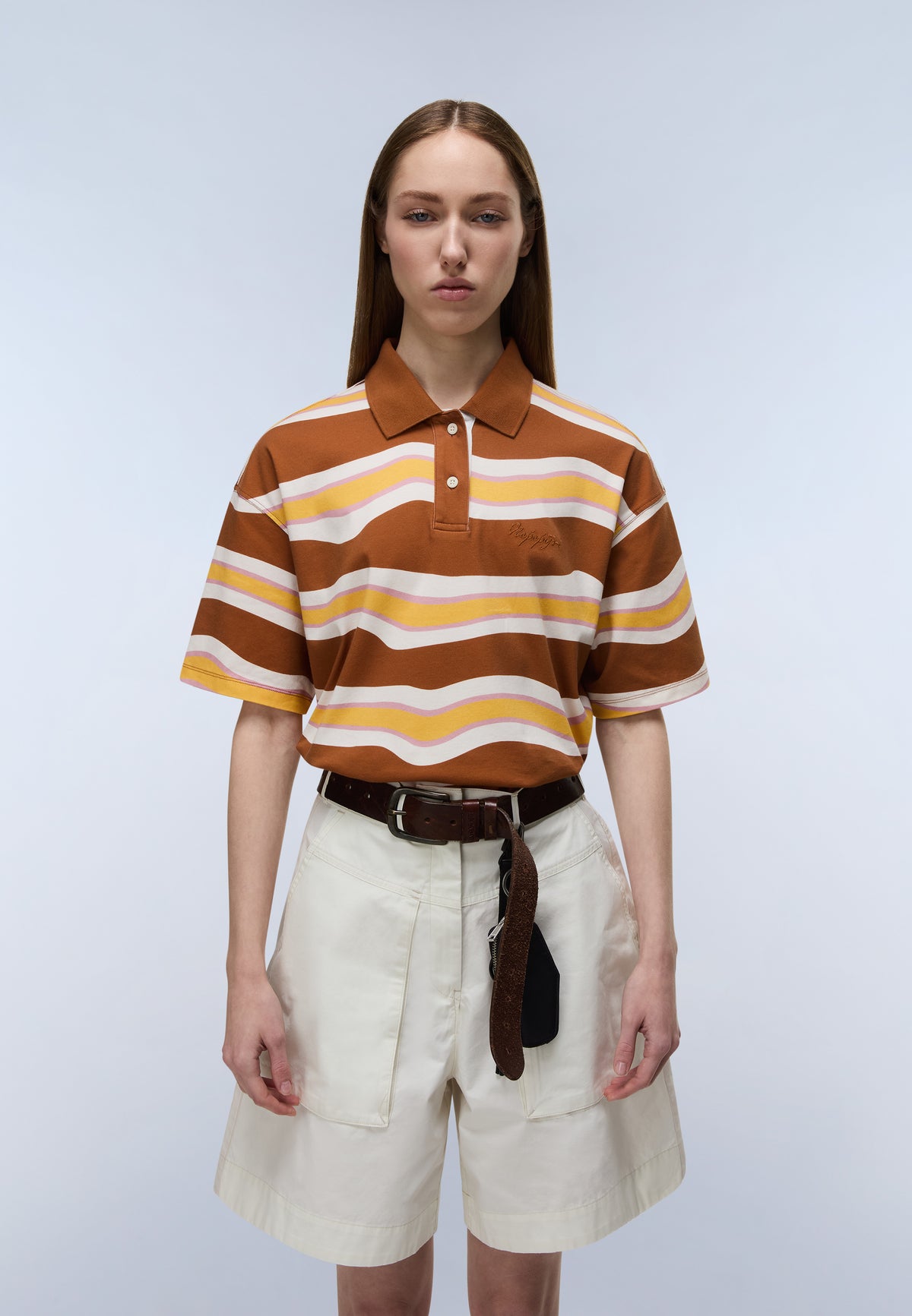Niobium Short Sleeve Polo Brown Stripe SED - 4
