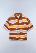 Niobium Short Sleeve Polo Brown Stripe SED - 1