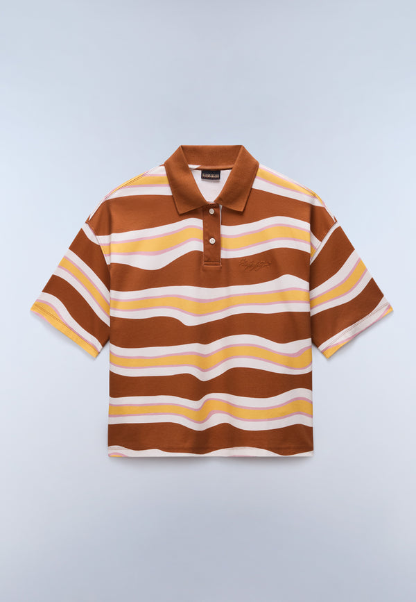 Niobium Short Sleeve Polo Brown Stripe SED