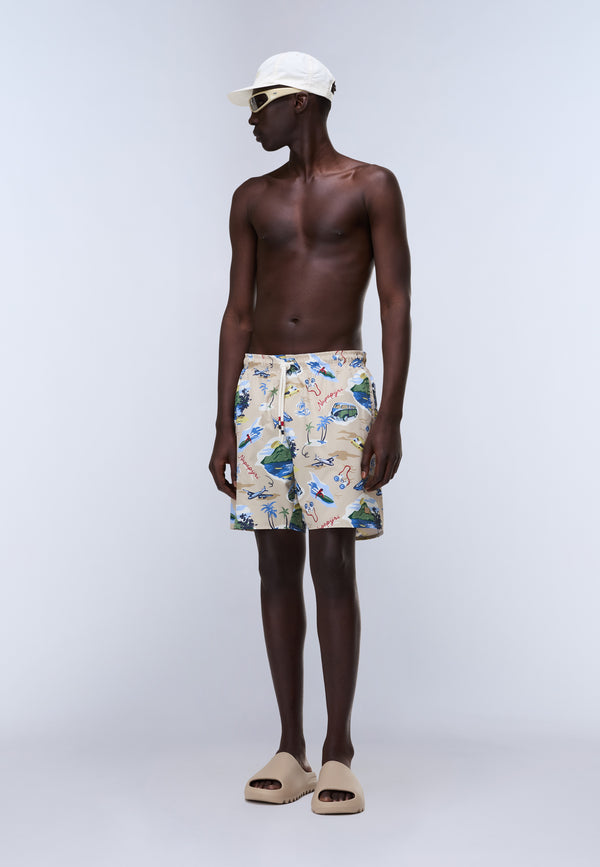 Elior Print Swimming Trunks Beige