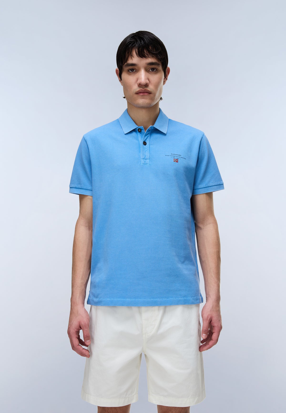 Polo de Piqué de Manga Corta Elbas Azul Claro - 2