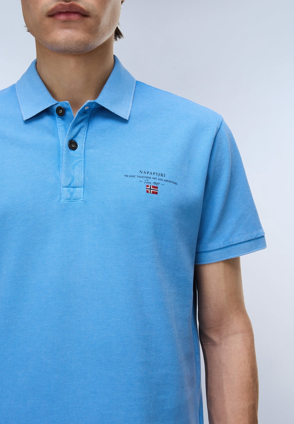 Polo de Piqué de Manga Corta Elbas Azul Claro - 4