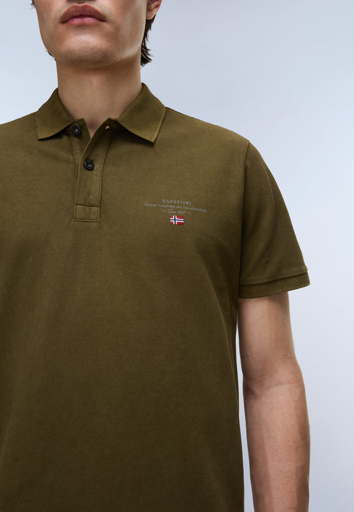Polo de Piqué de Manga Corta Elbas Verde Oliva Scuro - 4