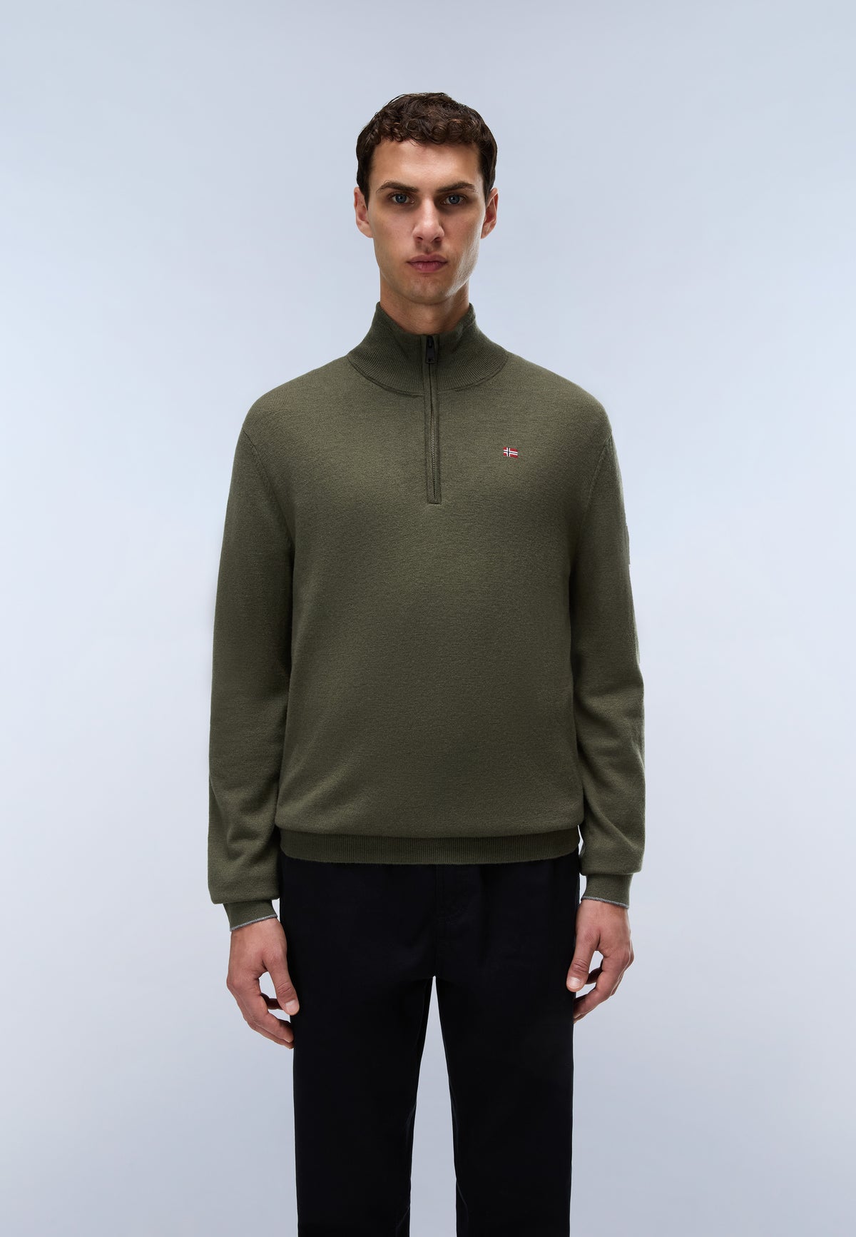 Napapijri Pull à Col Zippé Damavand Vert Olive Night Homme - 2