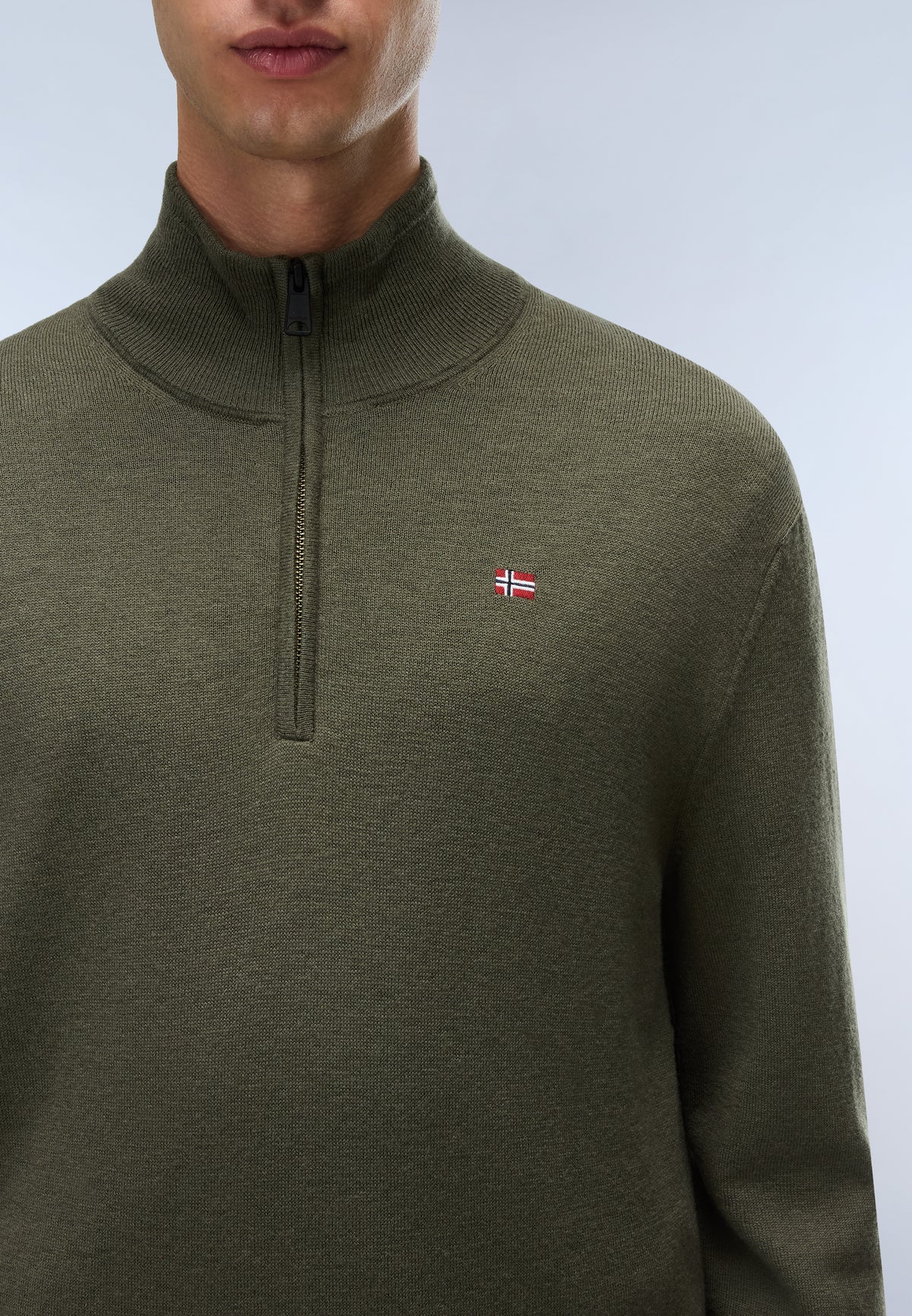 Napapijri Pull à Col Zippé Damavand Vert Olive Night Homme - 4