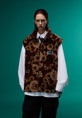 Emin Jacquard Fleece Vest Brown - 4