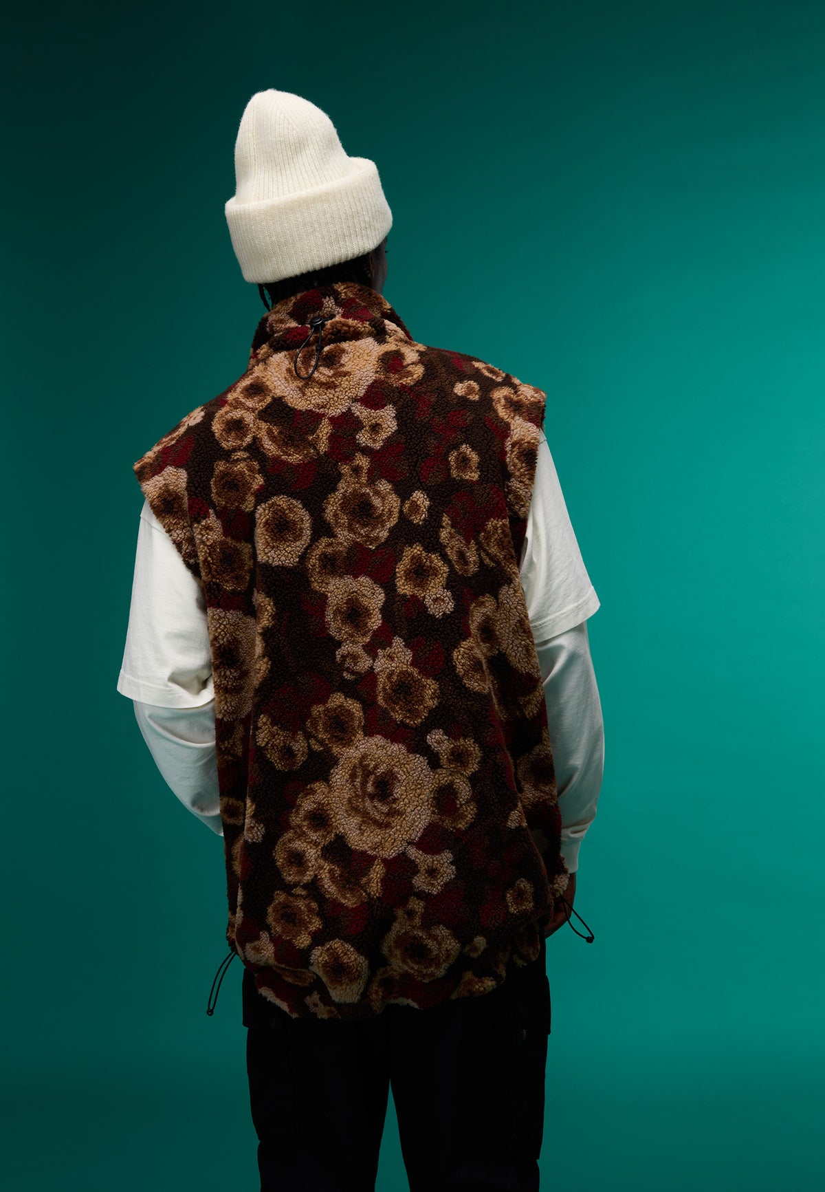 Emin Jacquard Fleece Vest Brown - 5
