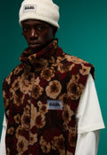 Emin Jacquard Fleece Vest Brown - 6
