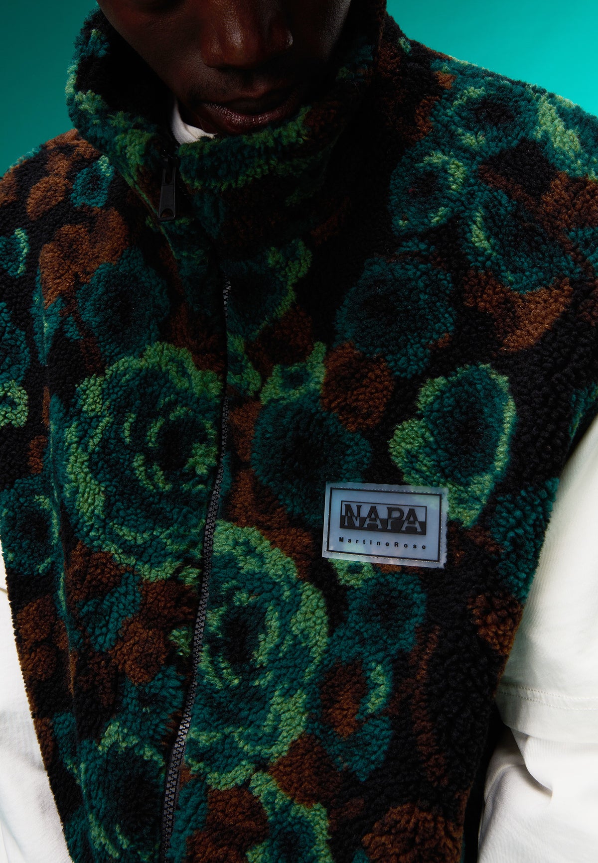 Emin Jacquard Fleece Vest Green - 4