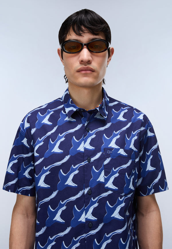 Elior Print Short Sleeve Shirt Blue FA4