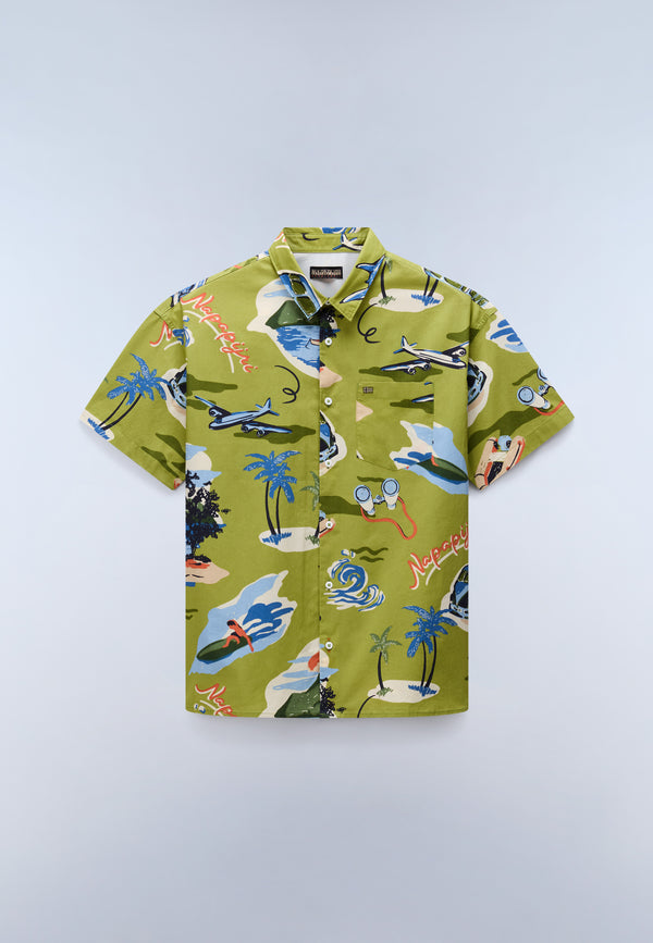 Elior Print Short Sleeve Shirt Green FD4