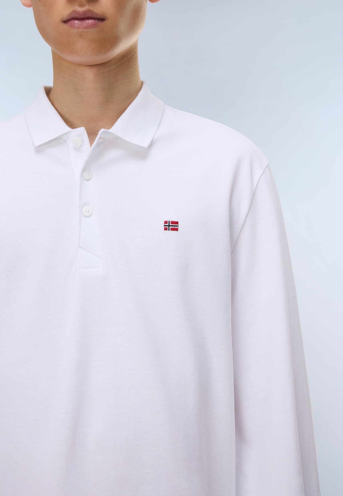 Ealis Piqué Long Sleeve Polo Shirt White - 5