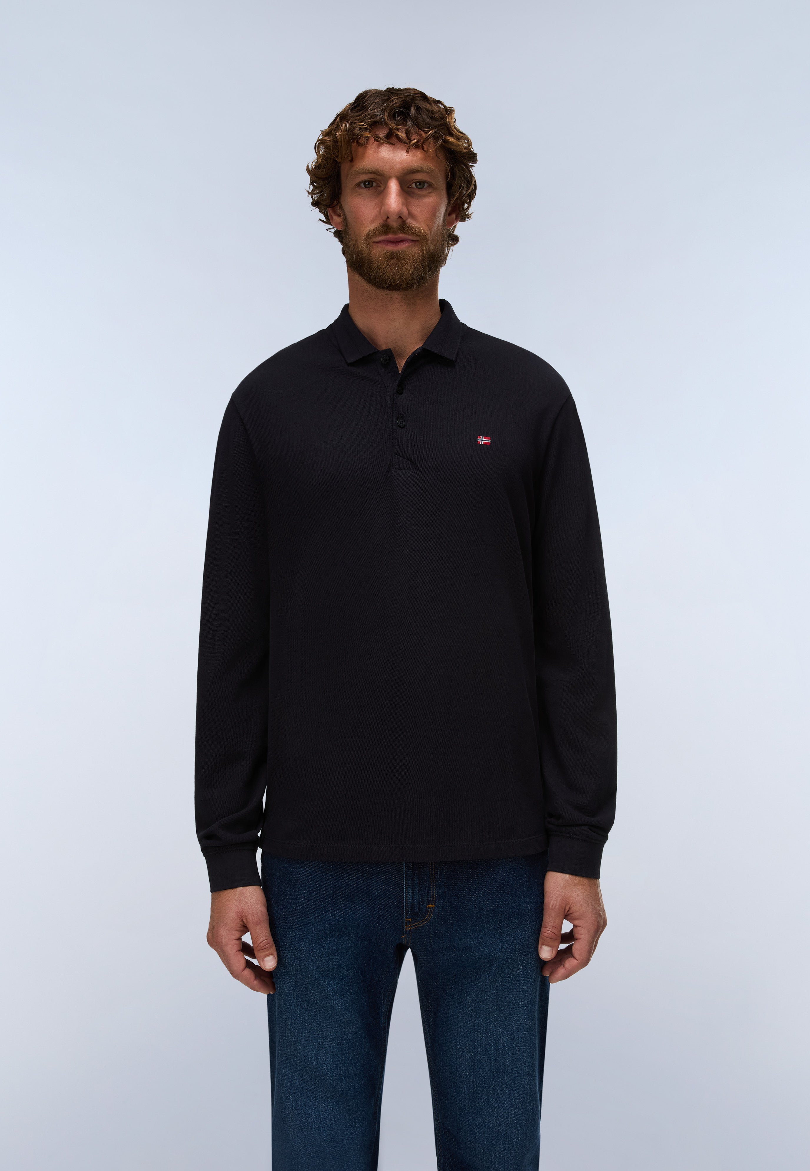 トップス KDG POLO LS SHIRT BLACK Ealis Piqué Long Sleeve Polo Shirt | Long Sleeve Polo Shirts