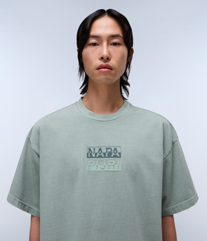 【Napapijri】バックグラフィック Tシャツ グリーン / 送料無料 Cortona Summer Short Sleeve T-Shirt