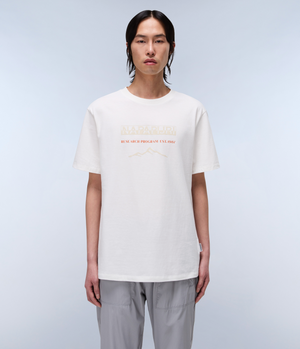Tシャツ・カットソー NAPAPIJRI Men T-shirt White NP0A4IMS N1A1 Sanem Short Sleeve T-Shirt