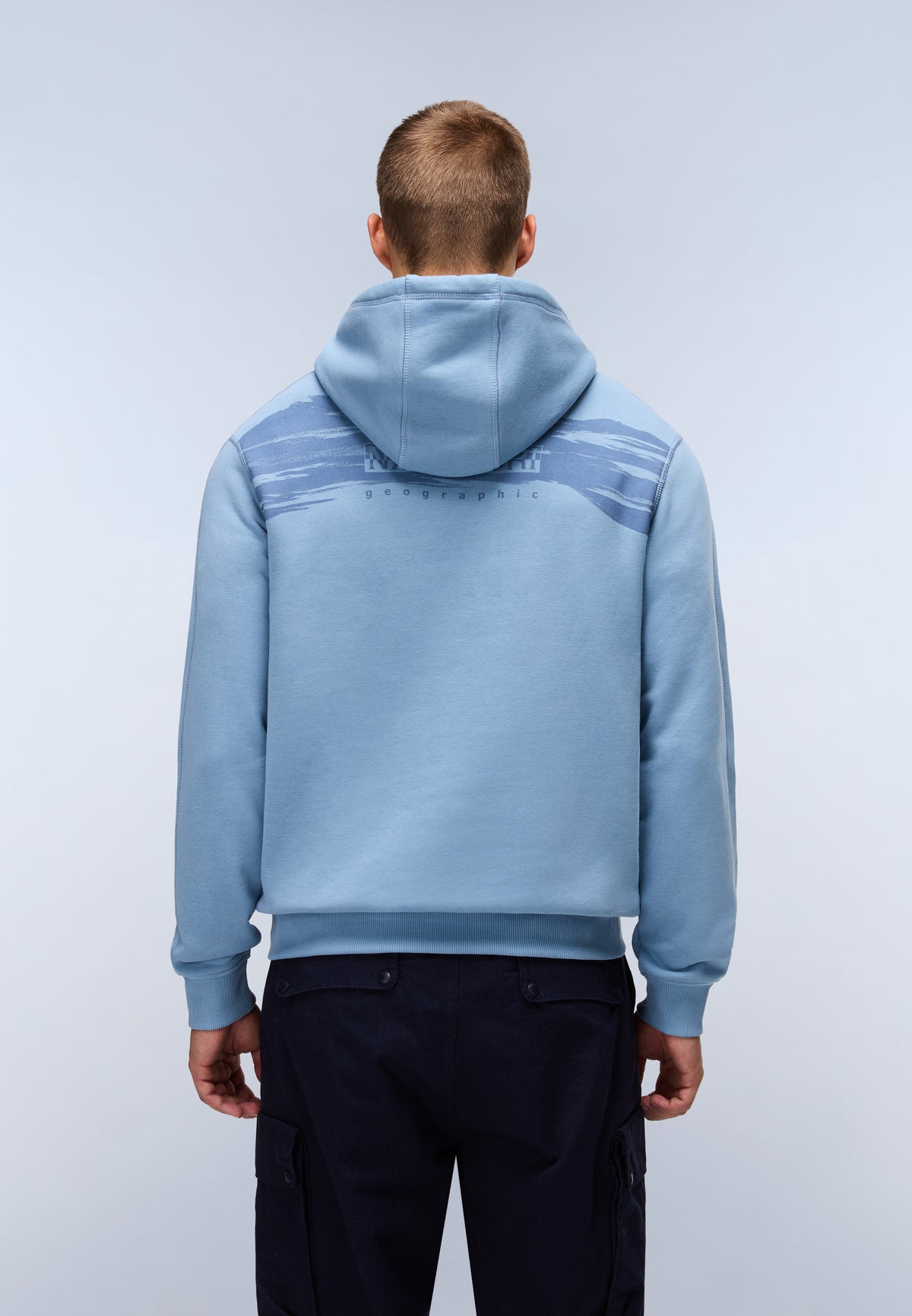 Back Graphic Hoodie Blue Denim - 4
