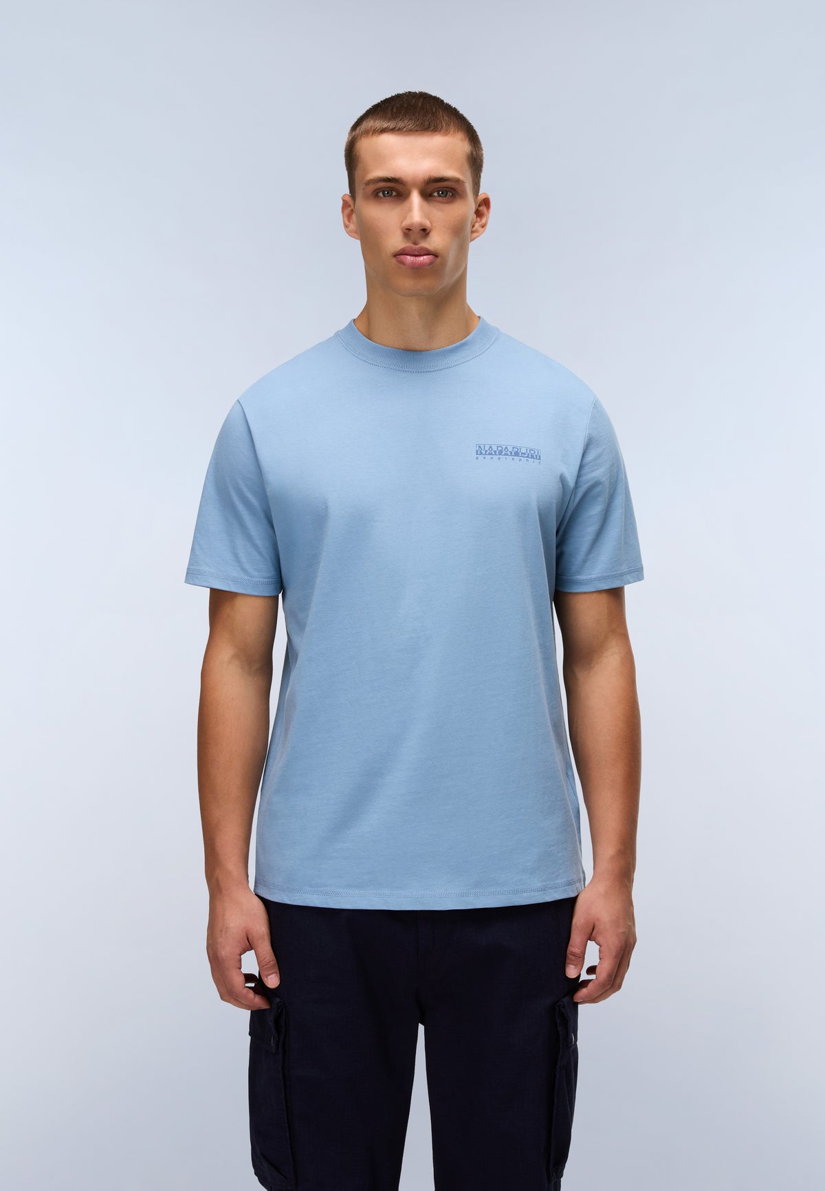 Camiseta de Manga Corta de Punto Back Graphic Azul Denim - 3