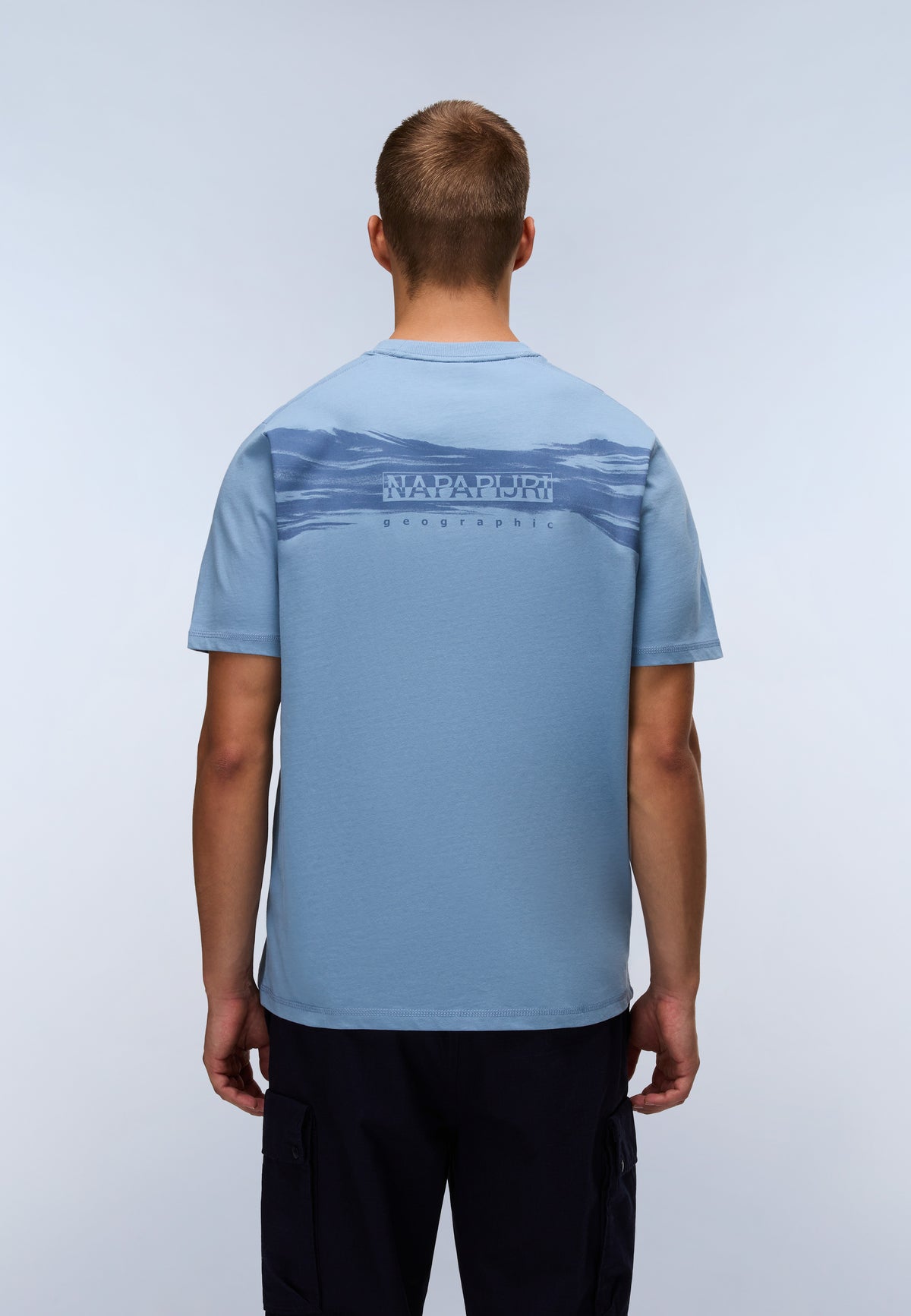 Camiseta de Manga Corta de Punto Back Graphic Azul Denim - 4