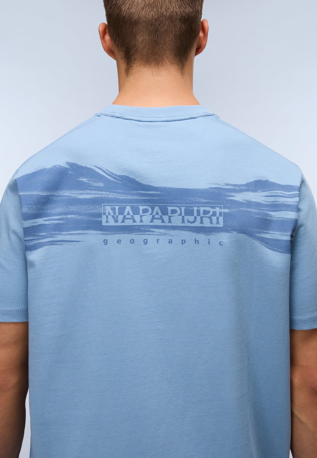 Camiseta de Manga Corta de Punto Back Graphic Azul Denim - 6