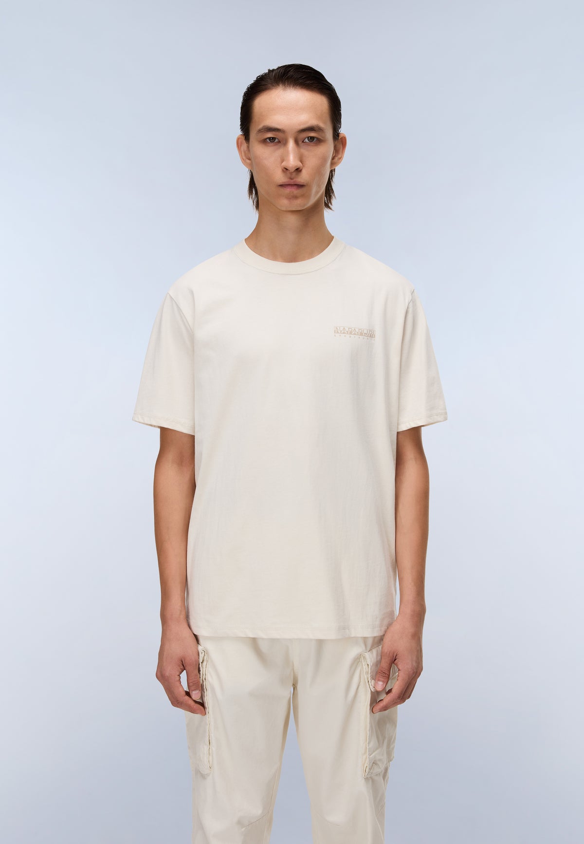 Back Graphic Jersey Short Sleeve T-Shirt Beige - 3