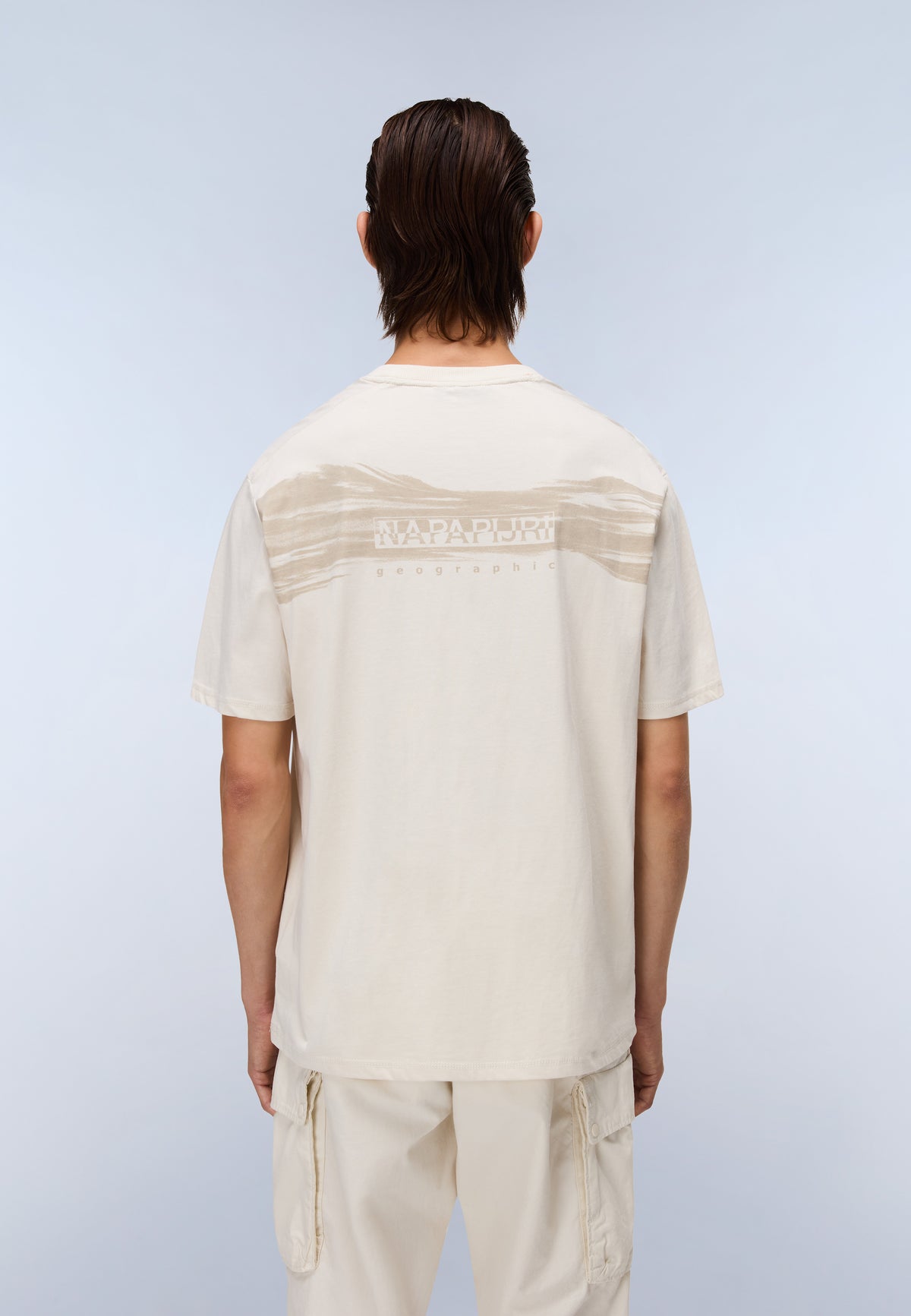 Back Graphic Jersey Short Sleeve T-Shirt Beige - 4