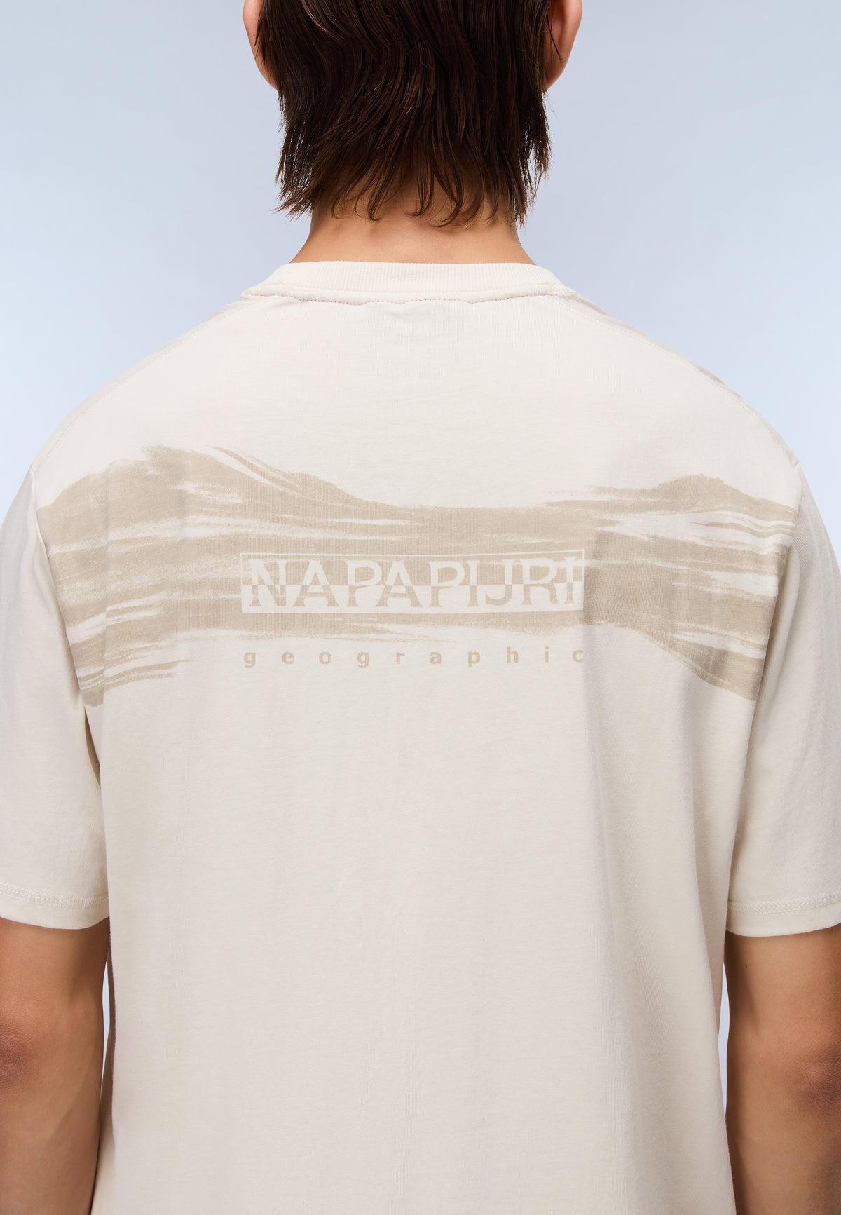 Back Graphic Jersey Short Sleeve T-Shirt Beige - 6