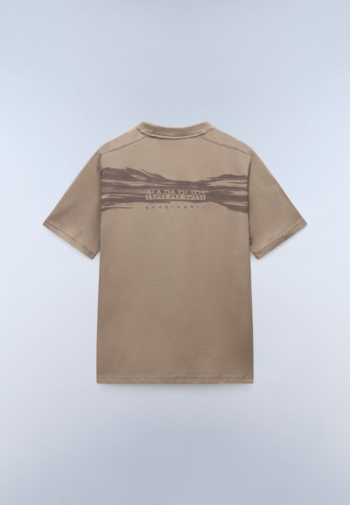 Camiseta de Manga Corta de Punto Back Graphic Beige - 5