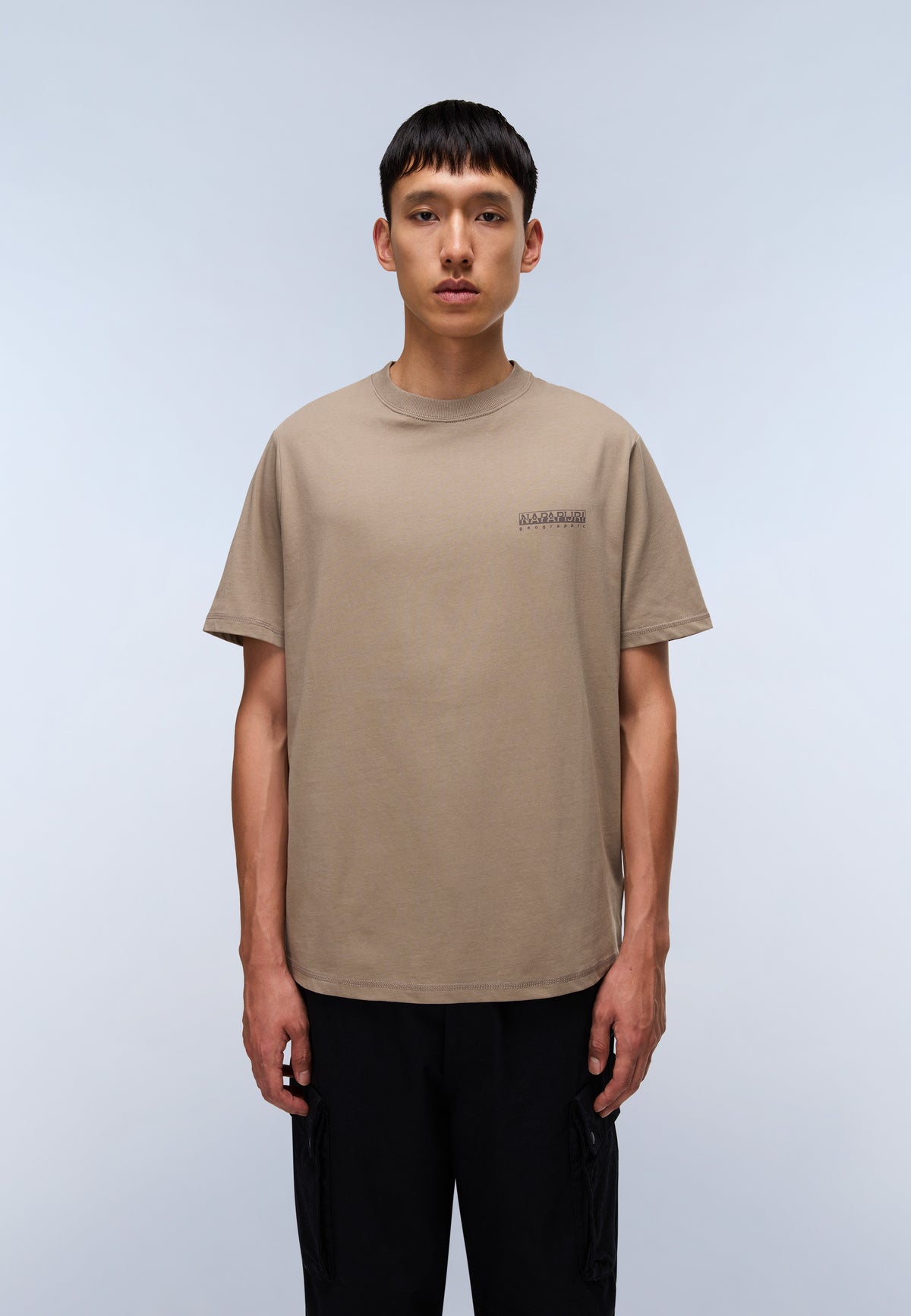 Camiseta de Manga Corta de Punto Back Graphic Beige - 3