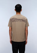 Camiseta de Manga Corta de Punto Back Graphic Beige - 4