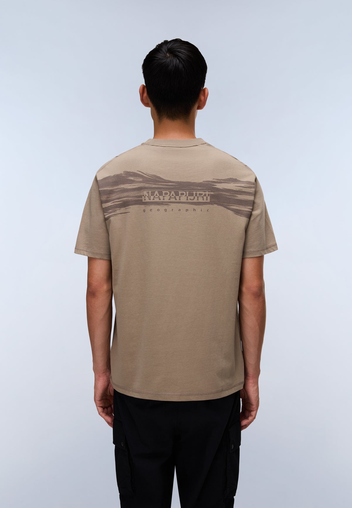 Camiseta de Manga Corta de Punto Back Graphic Beige - 4