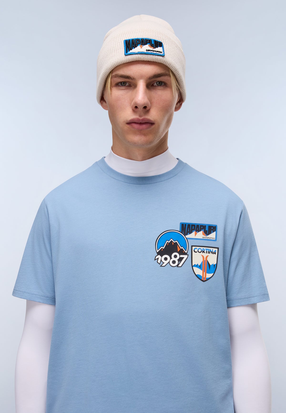 Camiseta de Punto de Manga Corta Montepiana Azul Denim - 2