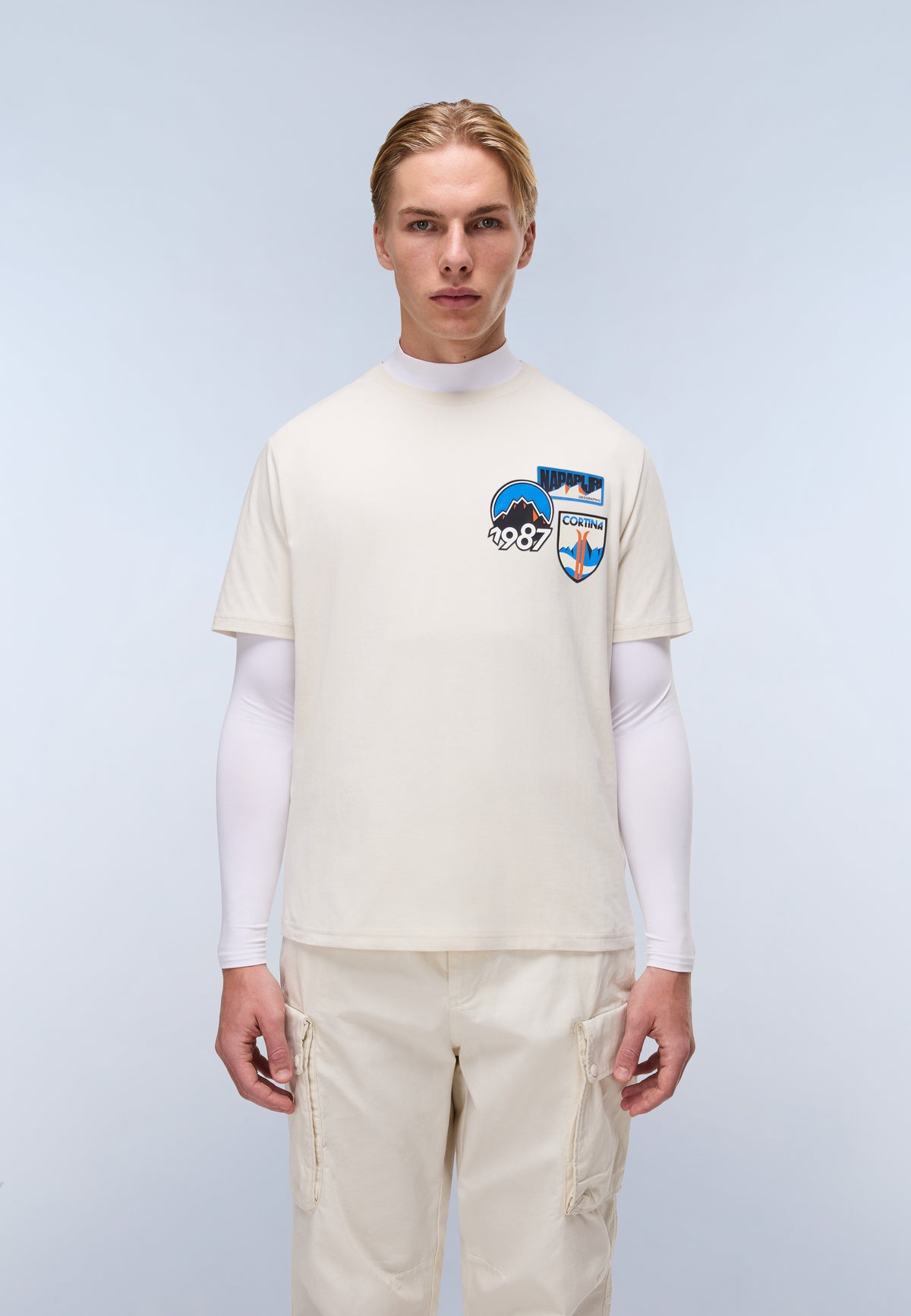 Camiseta de Punto de Manga Corta Montepiana Beige - 3