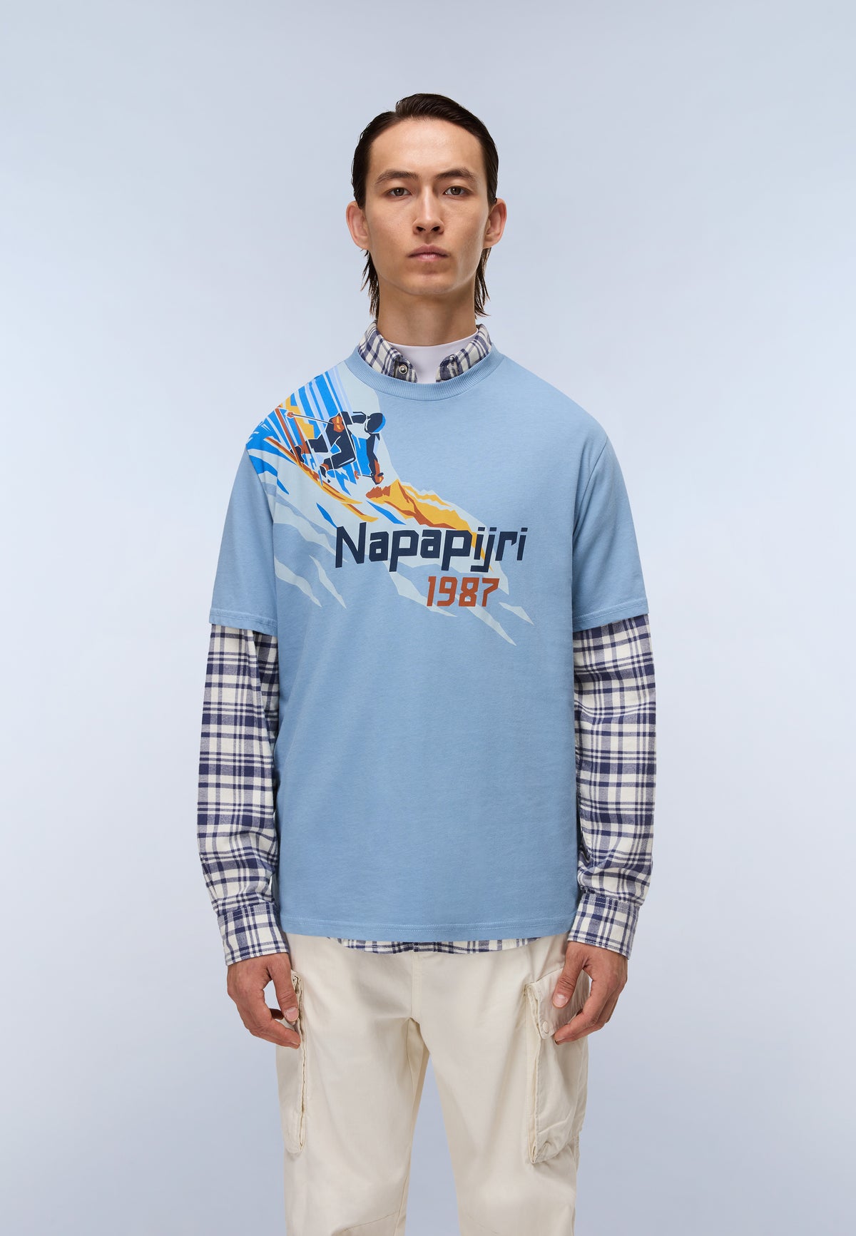 Kurzärmeliges Jersey-T-Shirt Fiemme Blau Denim - 3