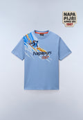 Kurzärmeliges Jersey-T-Shirt Fiemme Blau Denim - 1