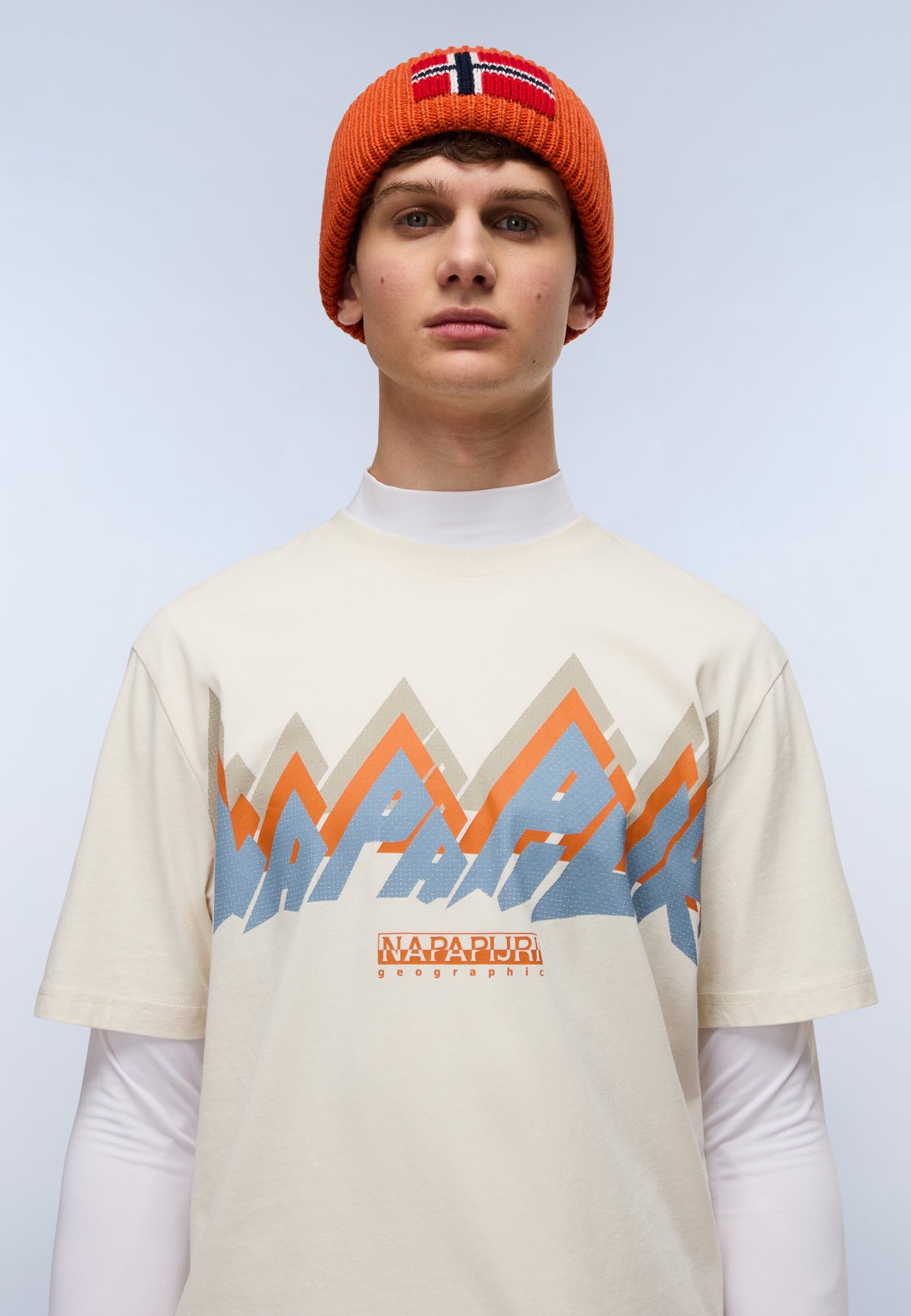 Kurzärmeliges Jersey-T-Shirt Fiemme Beige - 2