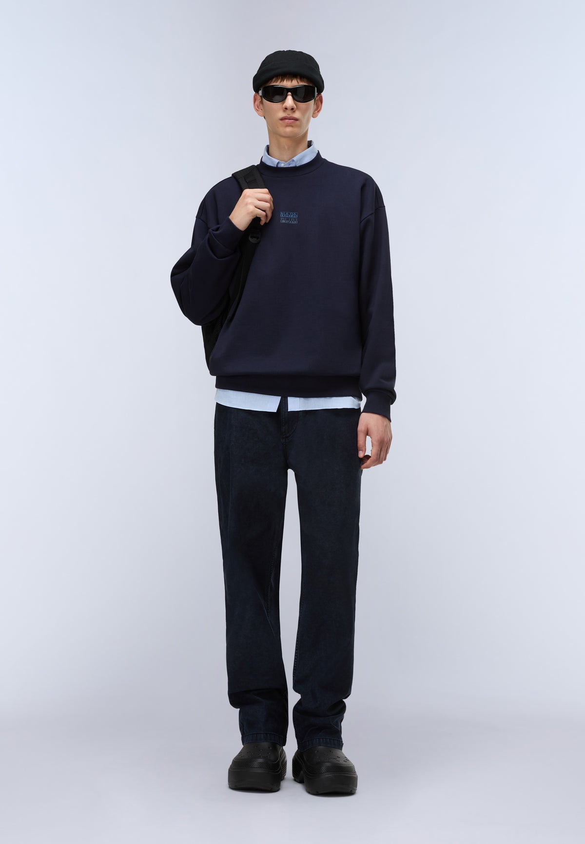 Elevated Logo French Terry Sweatshirt Dark Blue - 3