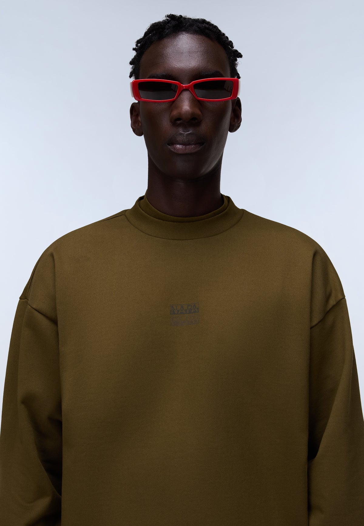 French Terry Sweatshirt Elevated Logo Dunkles Oliv - 2