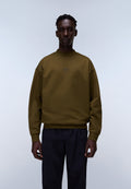 French Terry Sweatshirt Elevated Logo Dunkles Oliv - 3
